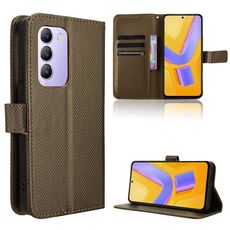 Custodia per telefono in pelle con texture diamante IND per vivo Y200e 5G / Y100 5G (marrone)