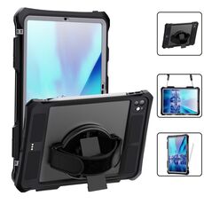 Per iPad Pro 11 2024 RedPepper IP68 Custodia impermeabile in PC + TPU con cordino e staffa girevole (nero)