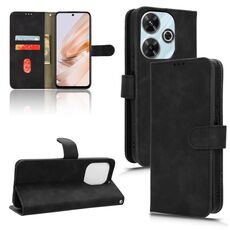 Per Xiaomi Redmi 13 4G Custodia per telefono in pelle con vibrazione magnetica Skin Feel (nera)