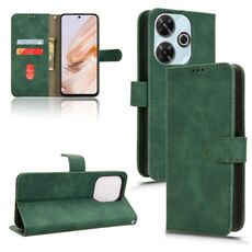 Per Xiaomi Redmi 13 4G Custodia per telefono in pelle con vibrazione magnetica Skin Feel (verde)