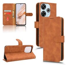 Per Xiaomi Redmi 13 4G Custodia per telefono in pelle con vibrazione magnetica Skin Feel (marrone)