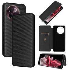 Custodia per cellulare in pelle con texture in fibra di carbonio per vivo V30e (nera)