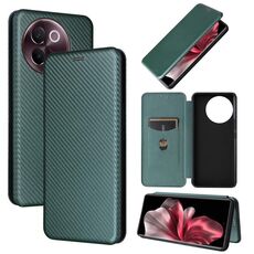 Custodia per cellulare in pelle con texture in fibra di carbonio per vivo V30e (verde)