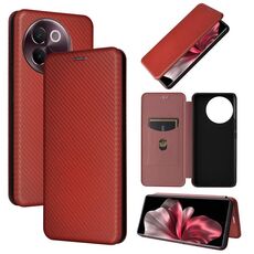 Custodia per cellulare in pelle con texture in fibra di carbonio per vivo V30e (marrone)