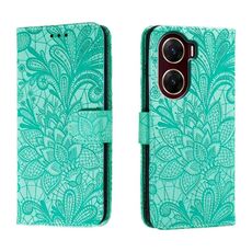 Per vivo V29E Custodia in pelle con stampa a fiori in pizzo (verde)