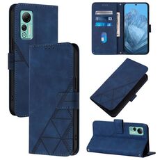 Per Ulefone Note 14 Custodia a tracolla in pelle con vibrazione 3D in rilievo (blu)