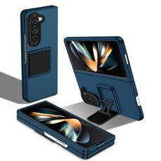 Per Samsung Galaxy Z Fold6 5G Custodia per telefono PC con supporto pieghevole tridimensionale (blu)