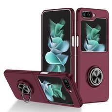 Per Samsung Galaxy Z Flip6 5G Custodia per telefono con supporto ad anello per armatura (vino rosso)