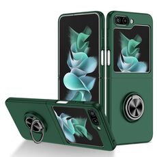 Per Samsung Galaxy Z Flip6 5G Custodia per telefono con supporto ad anello (verde scuro)