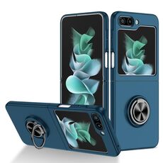 Per Samsung Galaxy Z Flip6 5G Custodia per telefono con supporto ad anello per armatura (blu scuro)