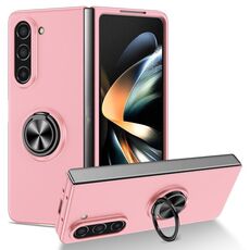 Custodia per telefono con supporto ad anello per armatura per Samsung Galaxy Z Fold6 5G (rosa)