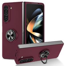 Per Samsung Galaxy Z Fold6 5G Custodia per telefono con supporto ad anello per armatura (vino rosso)