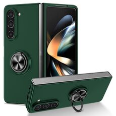 Per Samsung Galaxy Z Fold6 5G Custodia per telefono con supporto ad anello per armatura (verde scuro)