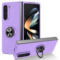 Per Samsung Galaxy Z Fold6 5G Custodia per telefono con supporto ad anello per armatura (viola)