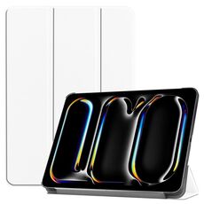 Per iPad Pro 11 2024 Custer TPU Pure Color Custodia per tablet in pelle intelligente con supporto a 3 pieghe con vassoio portapenne (Bianco)