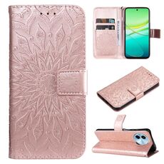 Per vivo Y38 / Y200i / T3x Custodia per telefono in pelle con motivo a girasole in rilievo globale (oro rosa)