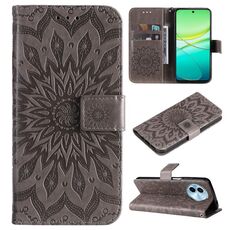 Custodia per cellulare in pelle con motivo girasole in rilievo globale per vivo Y38 / Y200i / T3x (grigio)