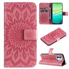 Custodia per telefono in pelle flip con motivo girasole in rilievo globale per vivo Y38 / Y200i / T3x (rosa)