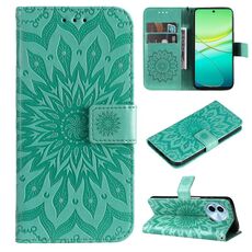 Custodia per cellulare in pelle con motivo girasole in rilievo globale per vivo Y38 / Y200i / T3x (verde)