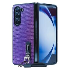 Per Samsung Galaxy Z Fold6 5G Custodia per PC Flash Diamond Fold in tre parti con cordino (viola)
