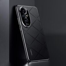 Custodia per telefono PC in pelle tinta unita per Honor 200 (nera)