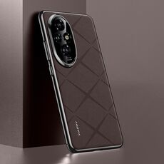 Custodia per telefono PC in pelle tinta unita per Honor 200 (marrone)