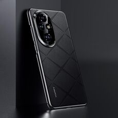 Custodia per telefono PC in pelle tinta unita per Honor 200 Pro (nera)