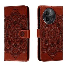 Per vivo S18e Custodia in pelle con motivo a rilievo Sun Mandala (marrone)