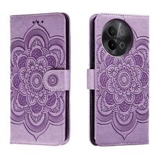 Per vivo S18e Custodia in pelle con motivo a rilievo Sun Mandala (viola)