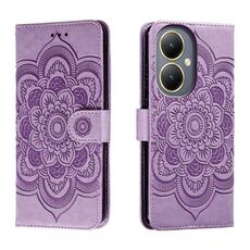 Custodia in pelle per telefono con motivo in rilievo Sun Mandala per vivo Y35M+ (viola)