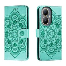 Custodia in pelle per telefono con motivo in rilievo Sun Mandala per vivo Y35M+ (verde)