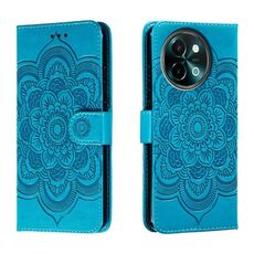 Custodia in pelle per telefono con motivo in rilievo Sun Mandala per vivo Y38 (blu)