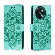 Custodia in pelle per telefono con motivo in rilievo Sun Mandala per vivo Y38 (verde)