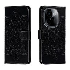 Per vivo Y200 5G Custodia in pelle con motivo a rilievo Sun Mandala (nero)