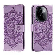 Per vivo Y200 5G Custodia in pelle con motivo a rilievo Sun Mandala (viola)