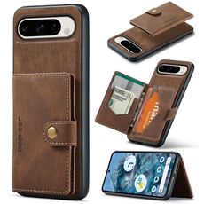 Per Google Pixel 9 Pro JEEHOOD J01 Custodia a portafoglio magnetica retrò staccabile (marrone)
