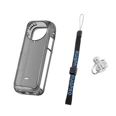 Per Insta360 X4 Custodia protettiva morbida in TPU trasparente da 1,5 mm con cinturino da polso (nero trasparente)