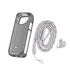 Per Insta360 X4 Custodia protettiva morbida in TPU trasparente da 1,5 mm con tracolla (nero trasparente)