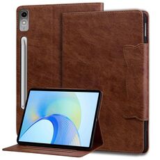 Per Lenovo Tab P12 Custodia per tablet in pelle con fibbia per gatti (marrone)