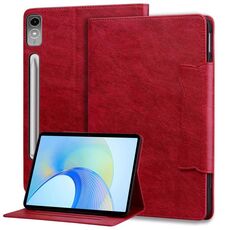 Custodia per tablet in pelle con fibbia per gatti Lenovo Tab P12 (rossa)