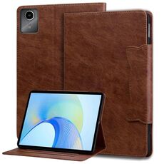 Custodia per tablet in pelle con fibbia per gatti Lenovo Xiaoxin Pad M11 2024 (marrone)