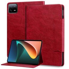 Custodia per tablet in pelle con fibbia per gatti Xiaomi Pad 6 (rossa)