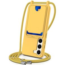 Per Samsung Galaxy S23+ 5G Custodia per telefono in silicone liquido tinta unita con cordino (giallo)