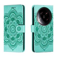 Per Xiaomi 14 Ultra Sun Mandala Embossing Pattern Custodia in pelle per telefono (verde)