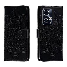 Per Honor 90 GT Custodia in pelle con motivo a rilievo Sun Mandala (nero)