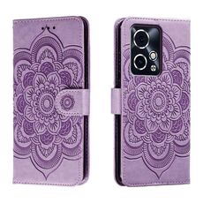 Per Honor 90 GT Custodia in pelle con motivo a rilievo Sun Mandala (viola)