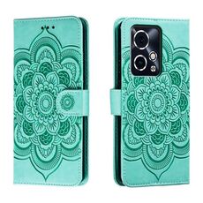 Custodia in pelle per telefono con motivo in rilievo Sun Mandala per Honor 90 GT (verde)