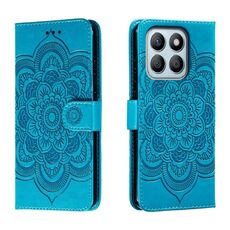 Custodia in pelle per telefono con motivo in rilievo Sun Mandala per Honor X8B (blu)