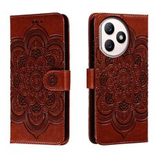 Per Honor X50i+ Custodia in pelle con motivo a rilievo Sun Mandala (marrone)