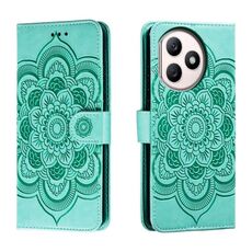 Per Honor X50i+ Custodia in pelle con motivo a rilievo Sun Mandala (verde)